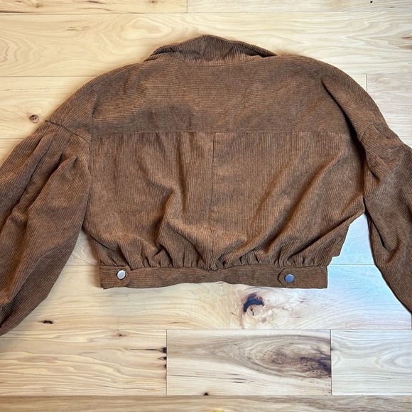 Windsor Brown Crop Corduroy Light Coat | Size Large - Picture 4 of 8